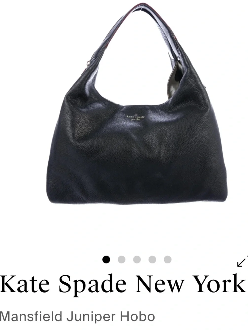 kate spade Mansfield Juniper Black Pebbled Leather Hobo Bag